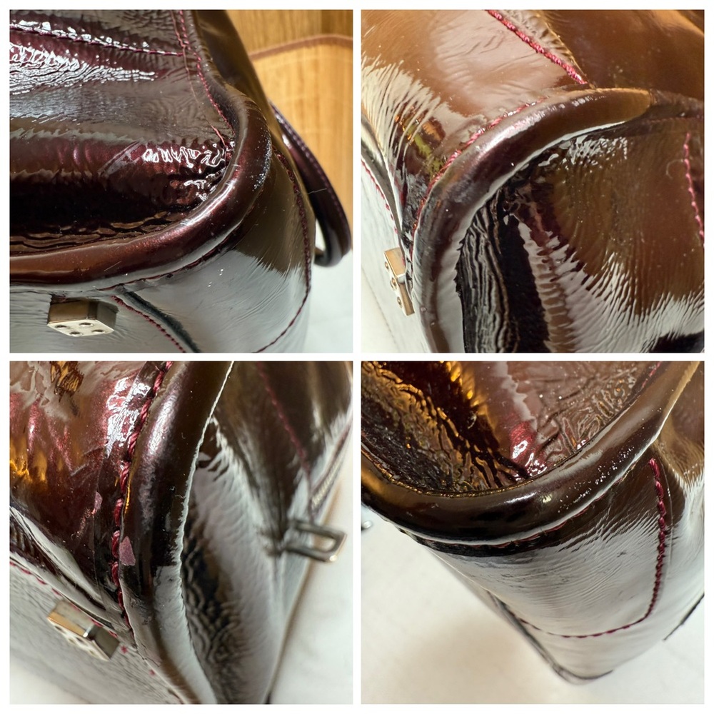 Loewe Burgundy Patent Leather Satchel Bag with Lock & Key - Picture 10 of 14